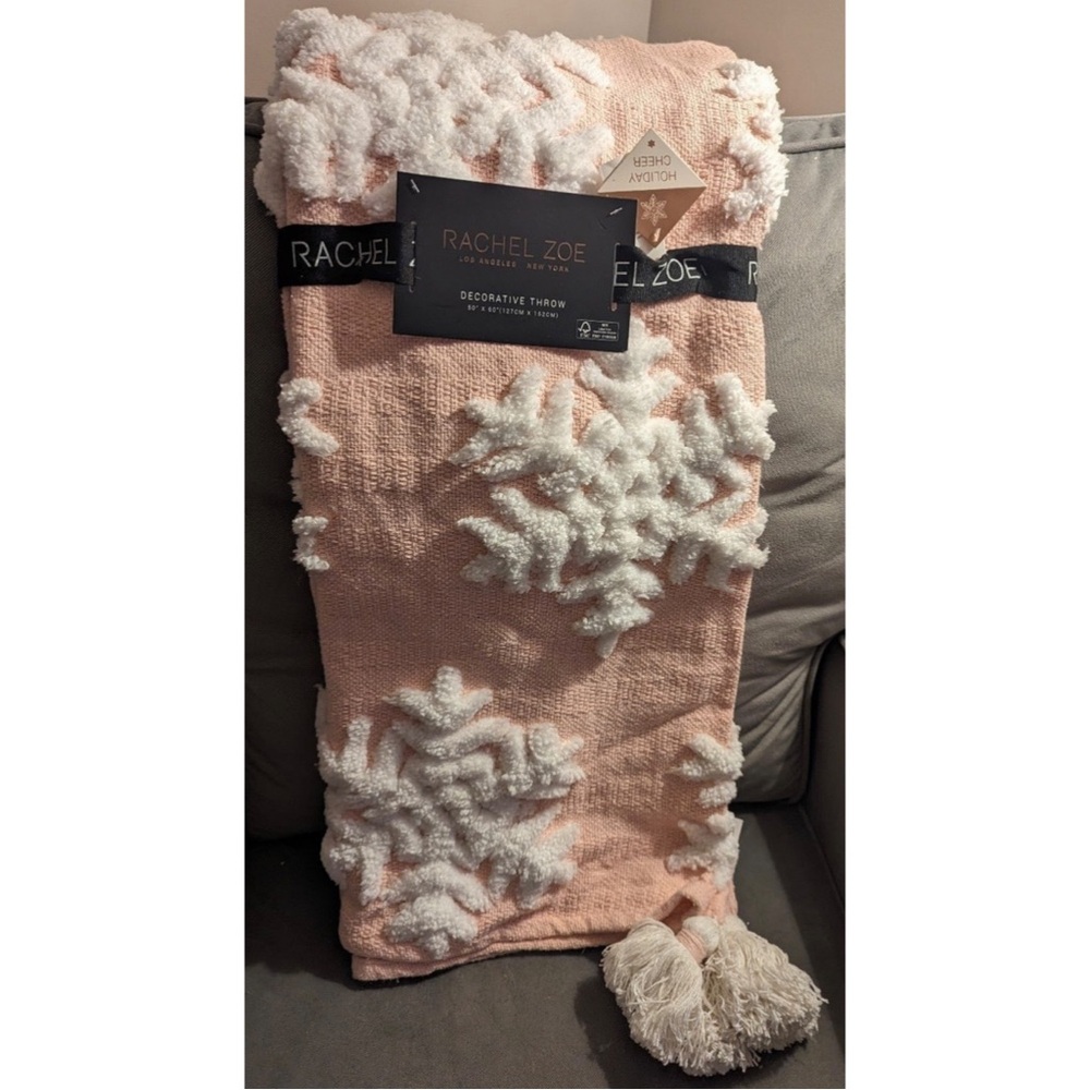 Rachel Zoe Coquette Snowflakes Blanket NWT